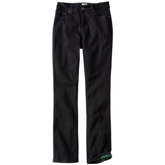 L.L BEAN TRUE SHAPE HIGH RISE STRAIGHT LEG FLEECE LINED JEANS WOMEN'S SIZE 8P - Picture 1 of 12